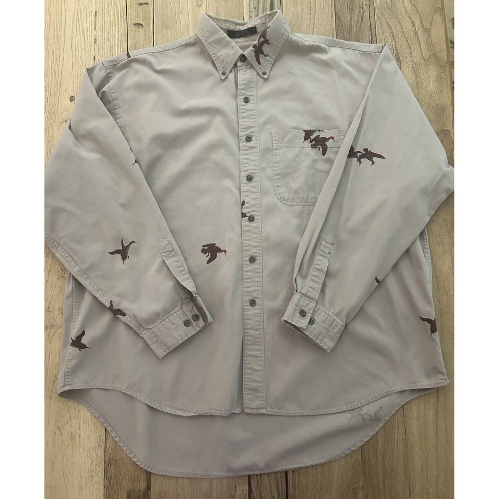 VTG AOP Nature Ducks Colours By Alexander Julian Shirt Mens XL Button‎ Up